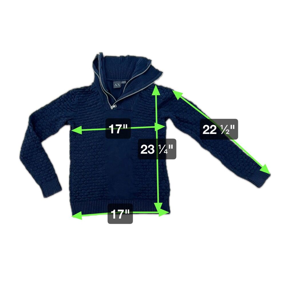 Armani Exchange 1/4 Zip Double Collar Cable Knit Sweater - Women's Small - Picture 6 of 6